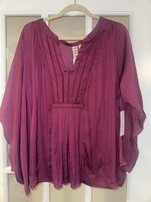 Dolan Left Coast Collection Lorey Pleated Top Purple 1X  Boho Flowy Stitch Fix