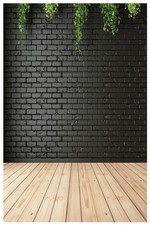 DHXXSC Black 5X7FT Vinyl Photography Backdrop with Wood Floor Design for Chri...