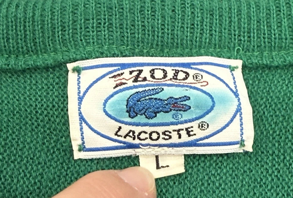 Suéter Jersey Vintage Izod Lacoste Para Hombres Preppy Verde Orlon Acrílico EE. UU. Grande Foto 2 de 4