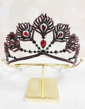 Red Crystal Crown, Peacock Crown, black crown Tiara, Homecoming Prom Headpiece