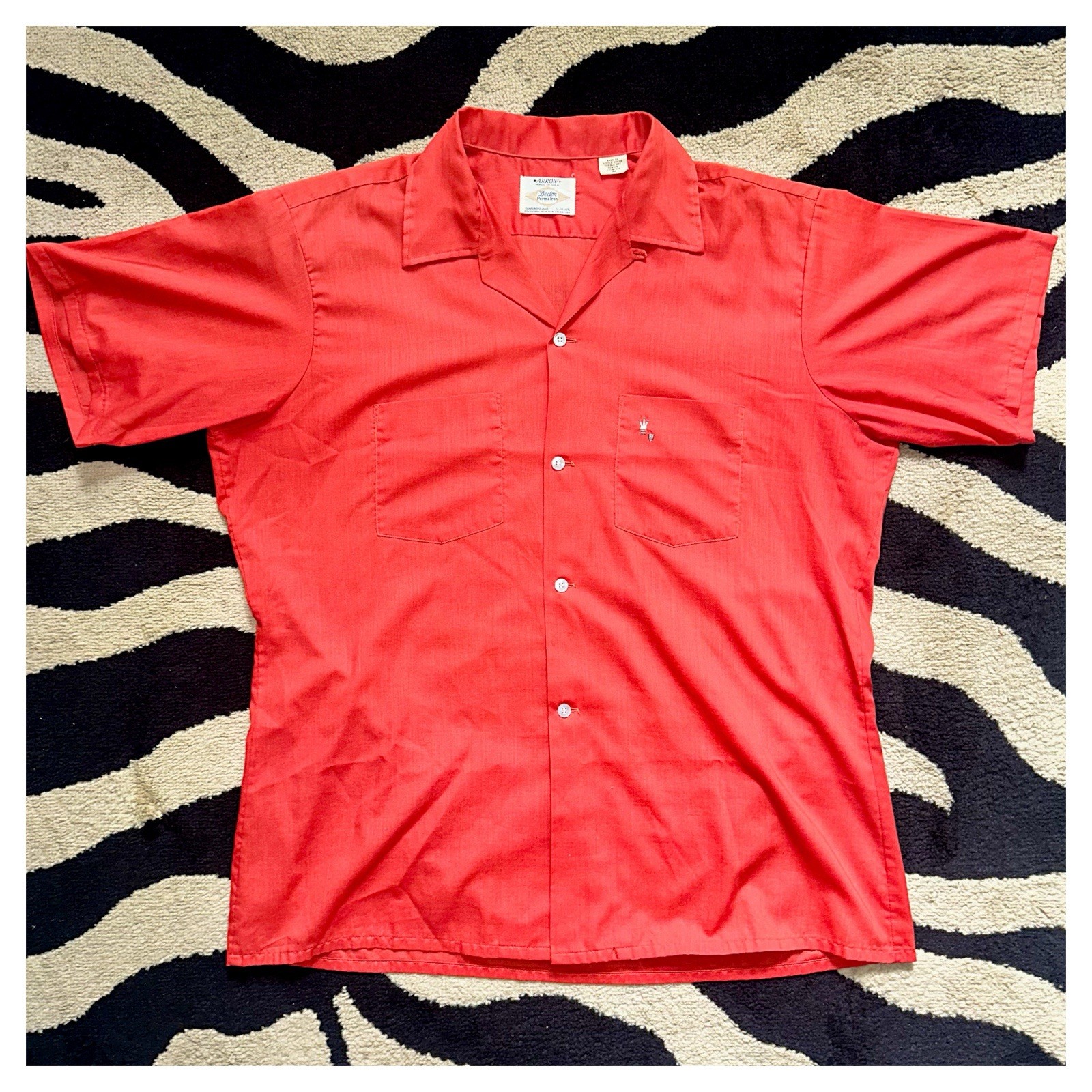 Arrow Sanforized Loop Collar Button-Up Shirt Vint… - image 1