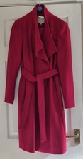 Ted Baker Sandra  wool Coat. Deep pink. Belted Excellent Condition Size 3 (12)