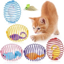 Jecery 5 Pcs Cat Spring Balls Toys Stretchable Catnip Rats, Multicolor