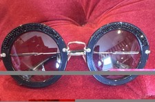 Miu Miu Designer Women s Round Sunglasses Bla...