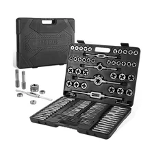 110PCS Tap and Die Set Bearing Steel Rethreading Tool Kit SAE and Metric Size...