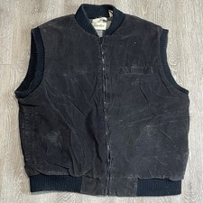 VTG St Johns Bay Black Corduroy Utility Vest Men 90s Outdoor Hunting Workwear L