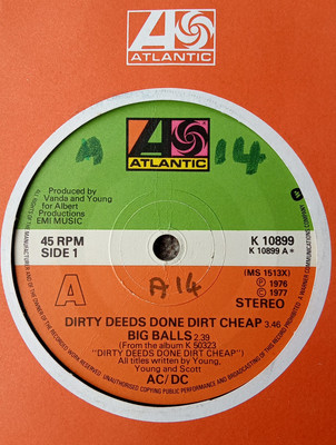AC/DC -  Dirty Deeds Done Dirt Cheap 7'' Original  1977 Atlantic K10899 Single 