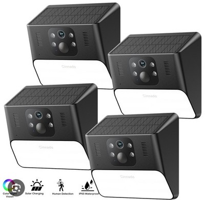 Cinnado S2 2K 3MP Solar Wireless Wall Light Security Camera Color Night Vision 
