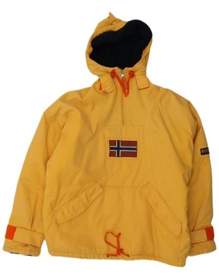 Napapijri Mens Geographic Graphic Hooded Anorak Jacket UK 40 Large Yellow AZ15