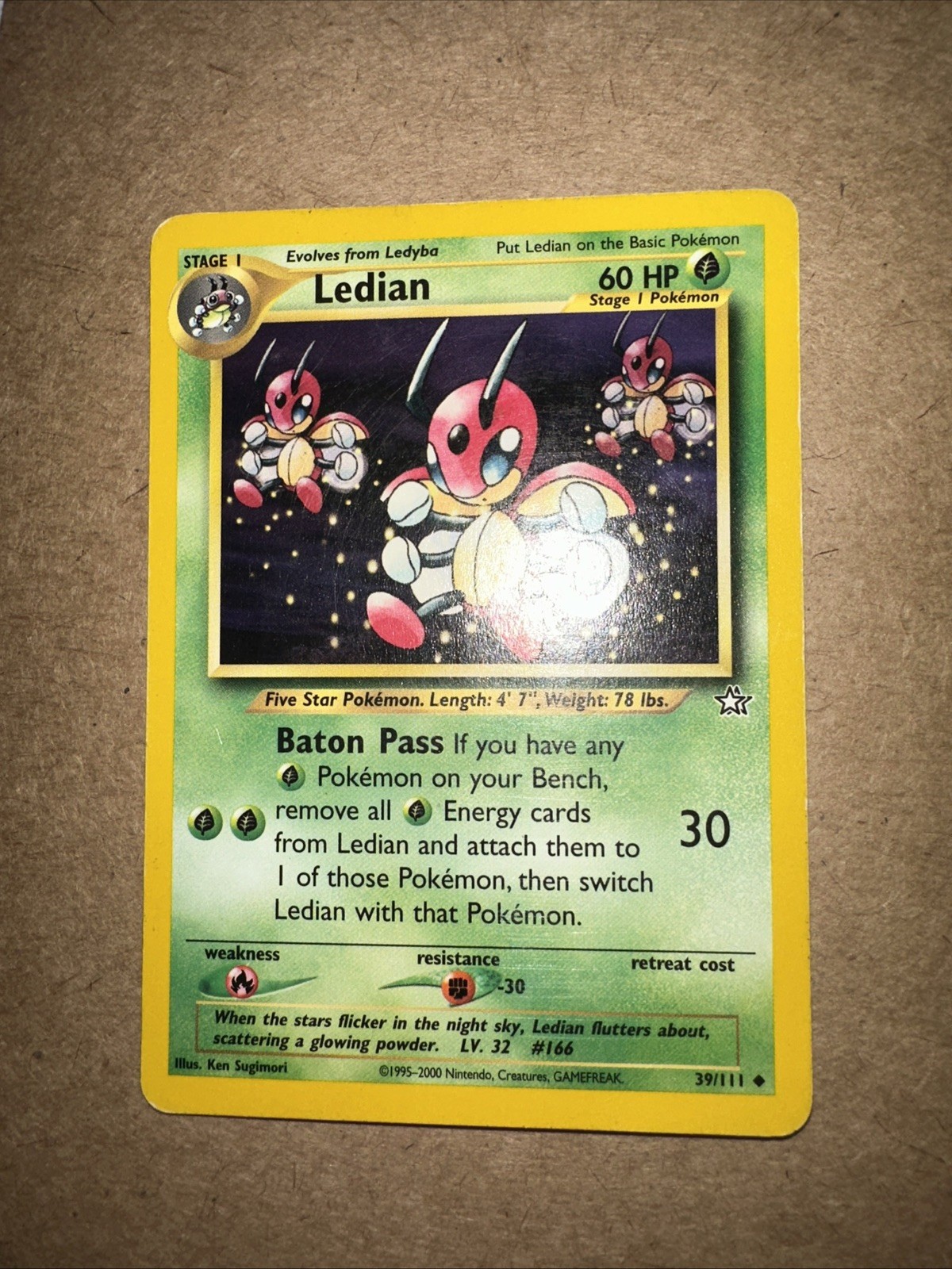 2000 WOTC POKEMON NEO GENESIS 1ST EDITION LEDIAN 39/111 UNCOMMON PSA 10 GEM MINT