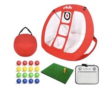 Golf Chipping Net Pop Up Golf Chipping Net with Mat - Golf Practice Nets Red