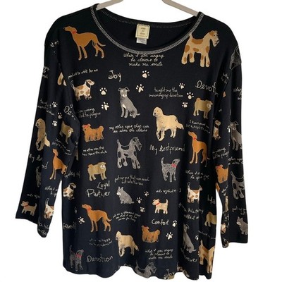 Jess & Jane My Best Friend NWT *FLAW* Cotton Top Sz XL Dogs Whimsical