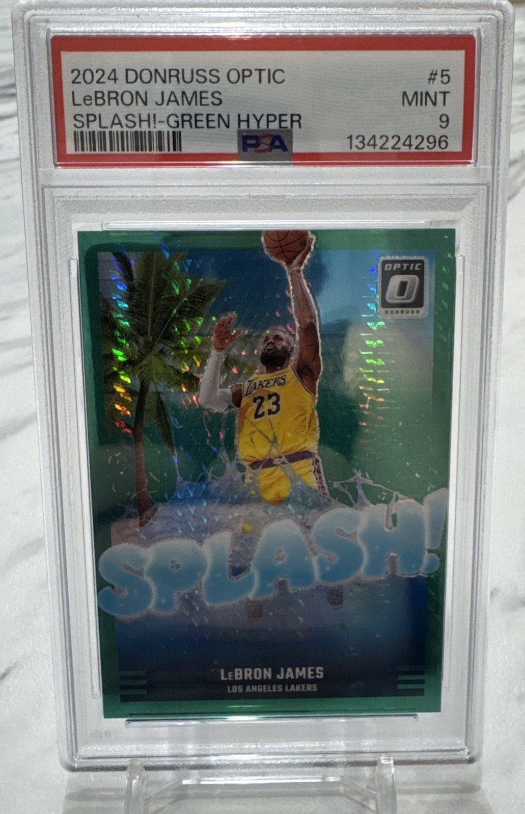 2024-25 Panini Donruss Optic Splash! LeBron James Green Hyper Prizm /249 PSA 9