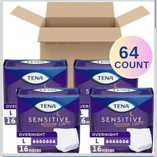 Tena Sensitive Care Overnight Incontinence Underwear Womens Large 64 Count