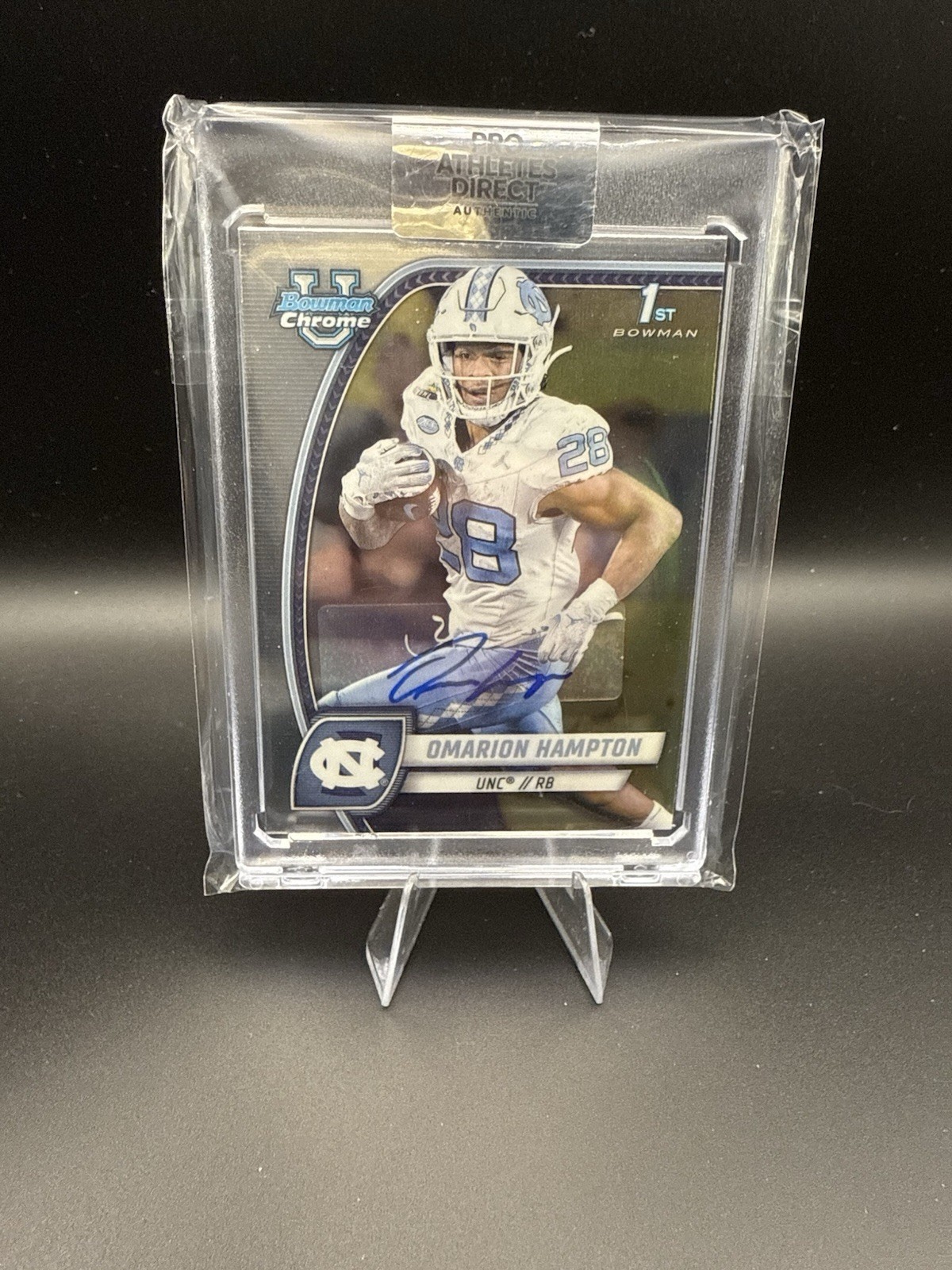 2024 Bowman Chrome U Omarion Hampton 1st Authentic Auto North Carolina Tar Heels