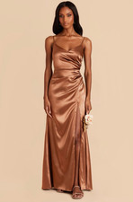 Birdy Grey Women's Catherine Satin Bridesmaid Dress Satin Rust Large