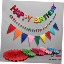 Pre-Strung Happy Birthday Banner, Reusable Felt Birthday Party Rainbow