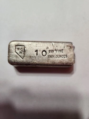 10 troy oz silver bullion bar .999, Vintage,  Nevada  Coin Mart