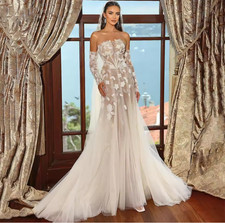 Vintage Lace Mermaid Wedding Dresses Off Shoulder Appliques Sleeves Glitter