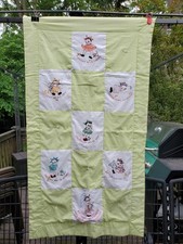 Vintage Handmade Baby Quilt, Babies W/ Days Of The Week 34x61 in