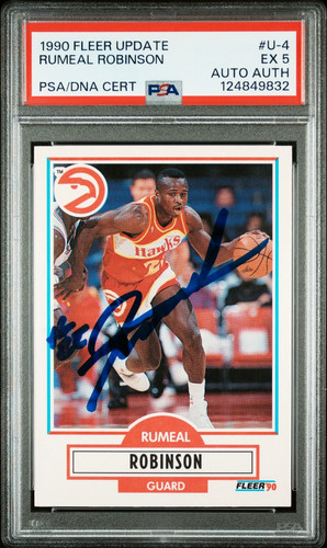 Rumeal Robinson Autographed 1990 Fleer Basketball Rookie Hawks #U-4 AUTO PSA DNA