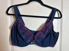 Paramour Felina Playful Eyelet Demi Bra 40DDD Blue Mesh Lace UW Lingerie 115063