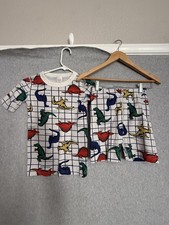 Hanna Andersson Pajama Set Kids 10 Multicolor Dinosaur Grid Organic Cotton