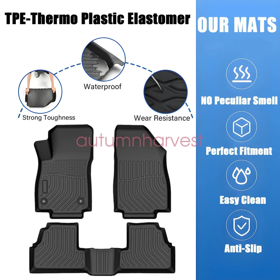 Floor Mats Liner For 2013-2022 Buick Encore & Chevy Trax 4-Door All Weather TPE - Image 3 of 4