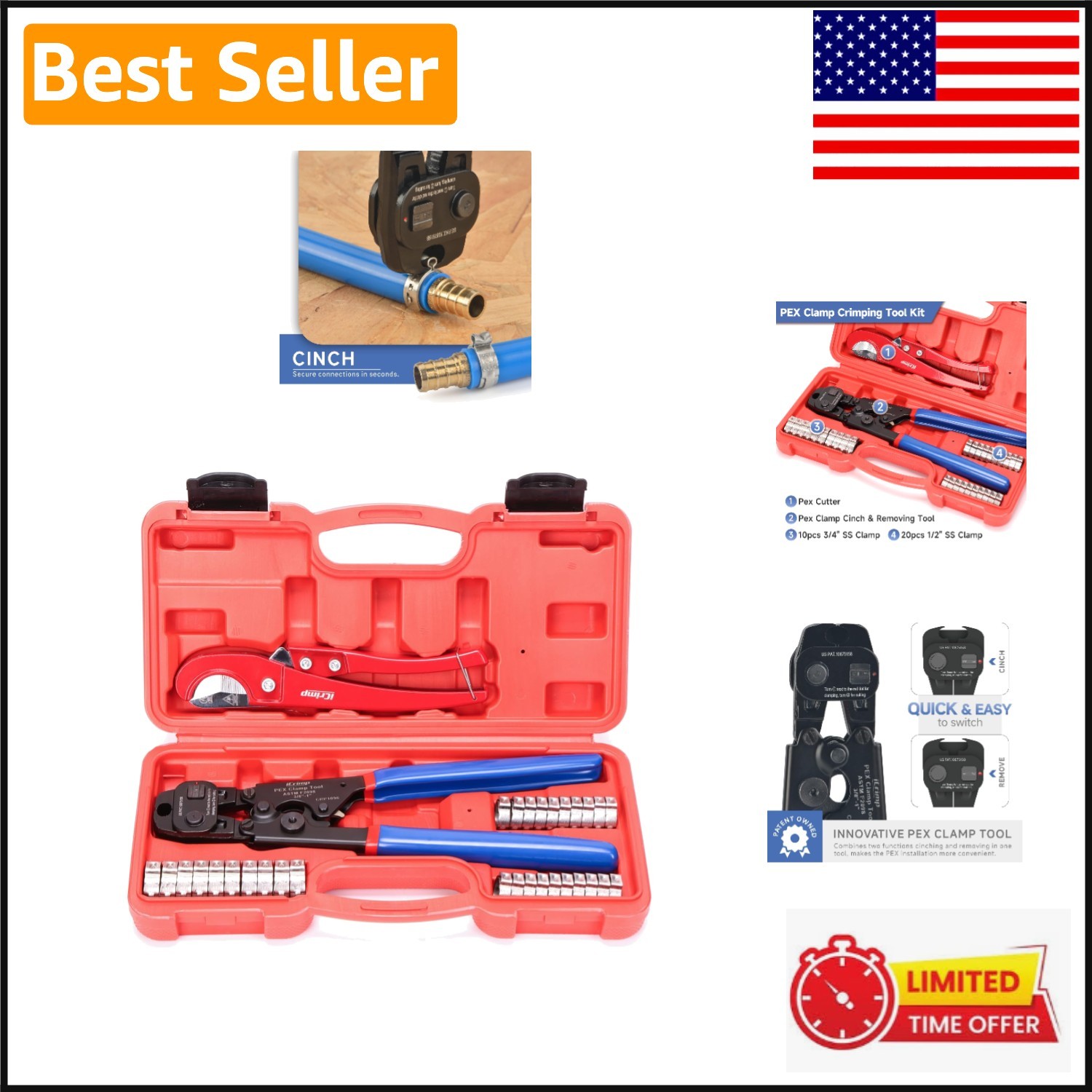 Compact PEX Crimp & Removal Tool Kit - Ideal for Professional Plumbing Tasks