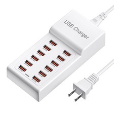 USB Charger Station 50W, 12 Ports USB Charger Block Desktop Charging, Multiple C