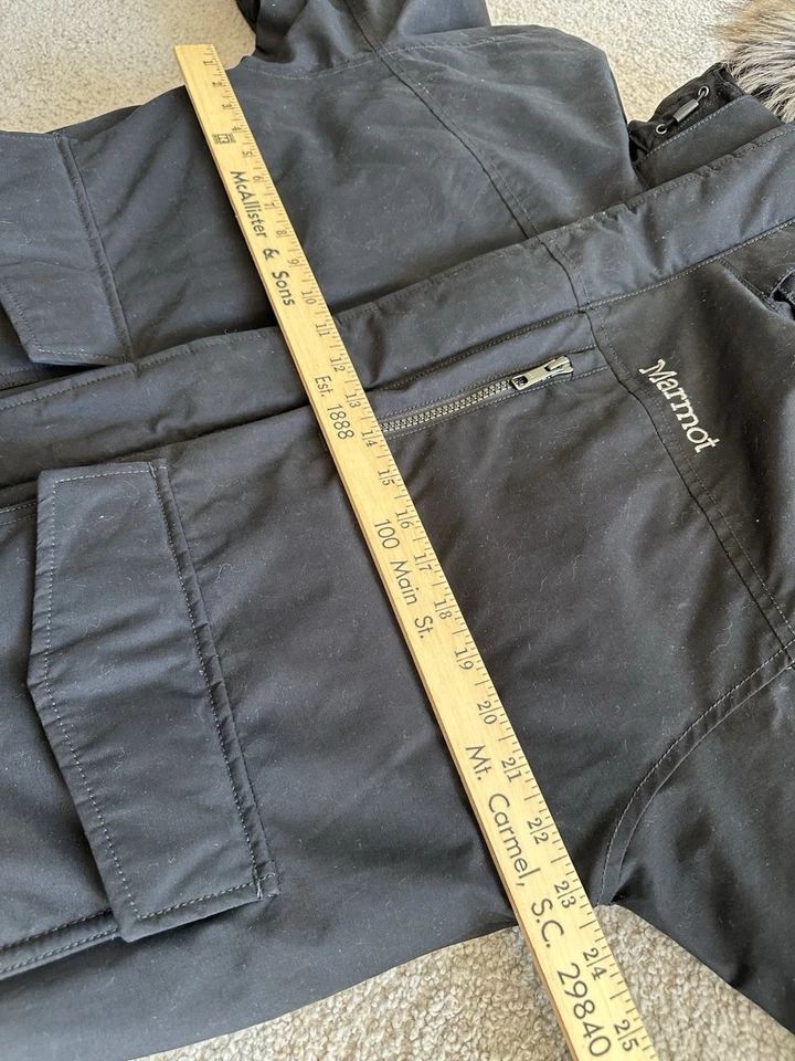 MARMOT Stonehaven 700 Down Fill  Jacket Black Coat MENS L LARGE Winter Hood - Image 3 of 4