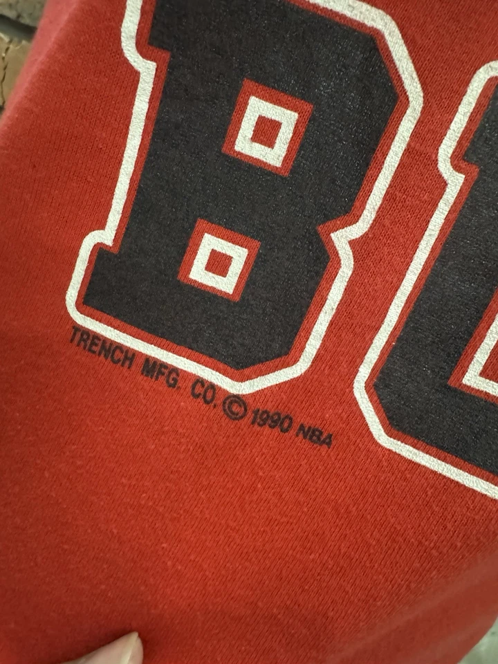 Vintage Chicago Bulls Shirt Adult Large Red NBA Trench USA Single Stitch 90s - Image 3 of 4