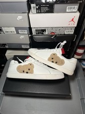 Size 41 - Palm Angels Teddy Bear Shoes White Beige Canvas Sneakers USED 
