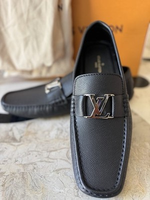 NEW  Louis Vuitton Monte Carlo Black Leather Loafers shoes LV 9.5 US Men''s 10.5