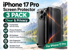 3 Pack Screen Protector for iPhone 17 Pro Tempered Glass Clear Privacy