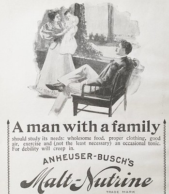 Family Man Quack Health Tonic MALT-NUTRINE Anheuser-Busch Brewing 1896 Print Ad