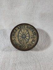 Antique Standard Oil Co Mica Axle Grease Tin Vintage 1lb Wagon Wheel Can