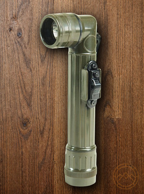 Mil-Tec LED Flashlight Med OD Resists Water/Impact Color Filters Angled Head