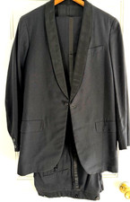 Vintage Men's Single Button Black Tuxedo 42 R 32x32 After Six by Rudofker 1950's