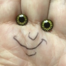 Morezmore M01543 2pc Glass Eyes Iris 8mm Yellow Brown Flat Back Doll Puppet