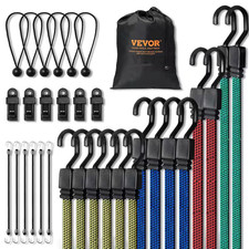 32 Pcs Flat Bungee Cord Set, 17 Mm Heavy Duty Bungee Straps W/ A3 Steel J-Hooks,