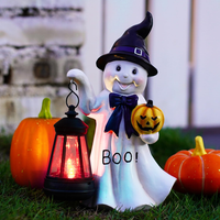 Solar Halloween Ghosts Deko Mit Solarlampen - Geister Mit Hexenhut, KüRbis & Lat