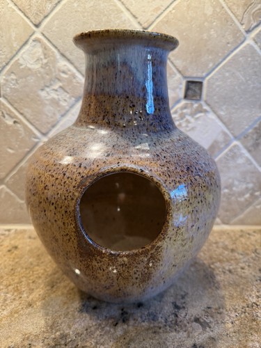 Artisan Ceramic Udu Drum 10.5" Clay Pot Percussion - Signed SP w/ Ed Uribe Text