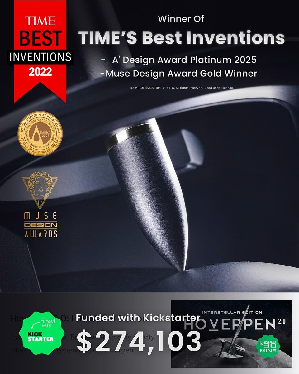 Hoverpen Interstellar - Space Black, Ballpoint Pen, 18K Gold