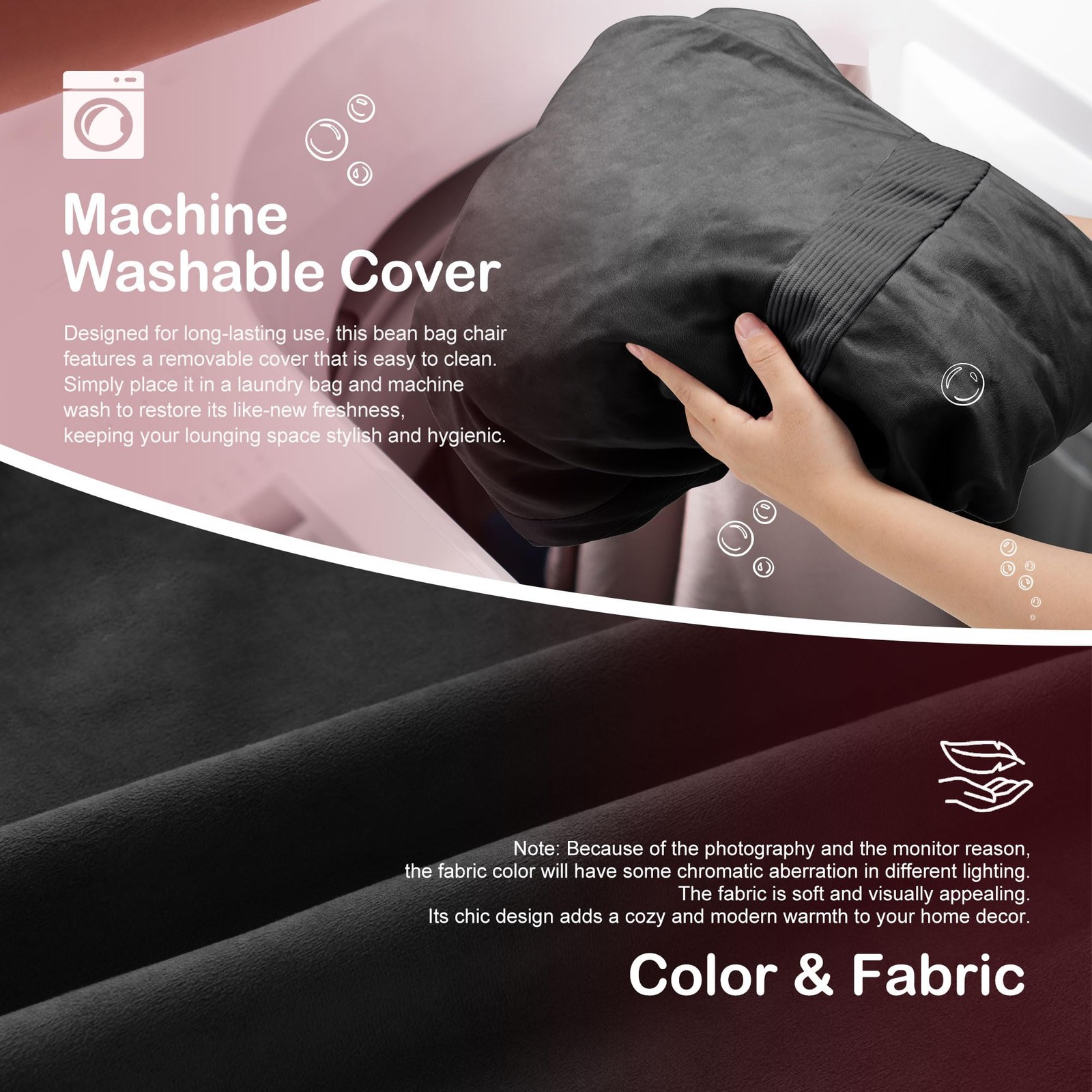 3ft Bean Bag Chair Giant Bean Bag Chairs for Adults with Memory Foam Filled, ...