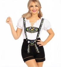 Women`s Lederhosen Bavarian Dirndl Beer Girl Fancy Dress Oktoberfest Size M