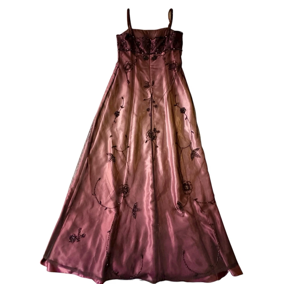 Vintage Betsy Adam Prom Dress Maxi Gown 8 Purple Ombre Black Goth 90S Y2K Bead - Image 2 of 4