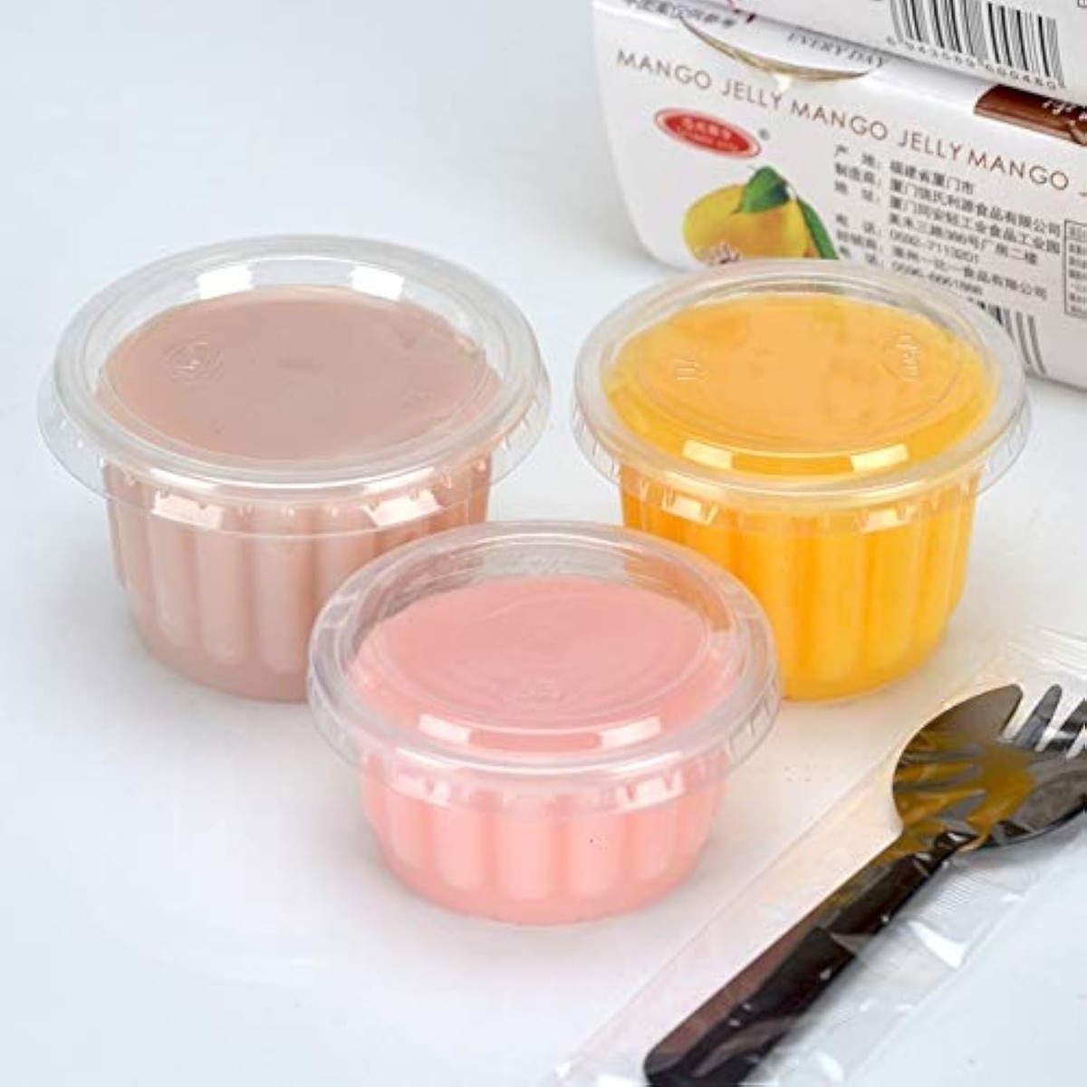 50PcS 150ml PE material plastic cup with lid pudding yogurt sauce sampling  ca...