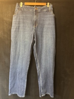 Lee Womens 26W Medium Wash Straight Leg Stretch Jeans Plus Size Denim