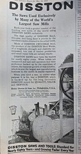 1919 Henry Disston & Sons Saws Saw Mill Vintage Tool Ad 